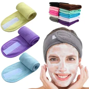 Diadema Facial de Poliéster de Color Sólido Minimalista Con Cierre de Contacto Suave Tela de Toalla Banda para el Cabello para Mujeres Lavado de Cara Diario Maquillaje Ajustable Spa Accesorios para la Cabeza