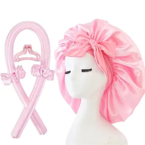 Hitzefreies Lockenwickler Set Mit Satin Schlafmütze Haargummi Und Haarclip Für Lange Haare Über Nacht Ohne Hitze Seidensatin Band Haarlockenwickler Damen Haarstyling Werkzeuge
