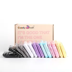 Set of 12 colorful microfiber headbands individually wrapped in a branded gift box