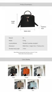 Detailed size chart and multi-color options for the crocodile texture PU handbag