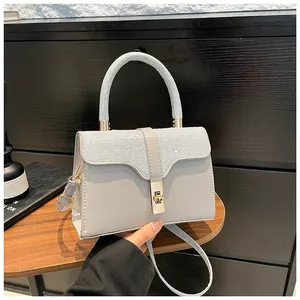 Damen Mode PU Leder Strass Handtasche Glitzer Klappe Umhängetasche Mit Metallschloss Griff Schultertasche Täglich Party