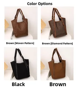 Détails de quatre grands sacs cabas en plusieurs couleurs et motifs de surpiqûres