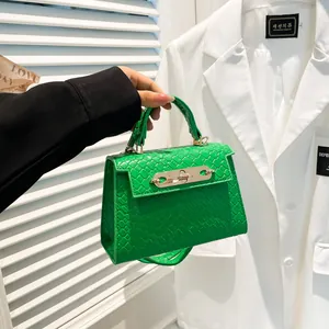 Women Fashion Stone Pattern Handbag PU Leather Small Square Crossbody Bag Vintage Kelly Style Tote For Daily Party
