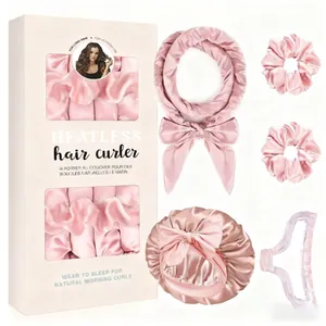 Ensemble de Bigoudis en Satin Sans Chaleur Avec Rouleaux Chouchous Bonnet de Sommeil Et Pince à Cheveux Outil de Coiffage Femme