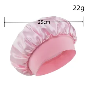 Cuffia da notte in raso rosa con fascia elastica, diametro 25cm e dettaglio leggero 22g