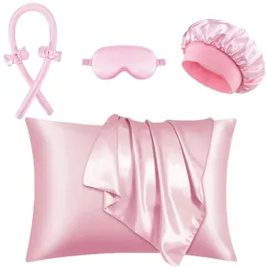 Heatless Hair Curler Satin Sleep Bonnet Eye Mask Pillowcase Scrunchies Women Wave Hair Styling Tools Hairband