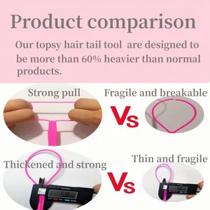 Detail showing 5.8mm thickened pink hair tail tool with high flexibility and durability