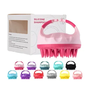 Brosse de Massage du Cuir Chevelu Manuelle en Silicone Brosse à Shampooing Souple pour le Lavage des Cheveux Poignée Ergonomique Outil de Bain