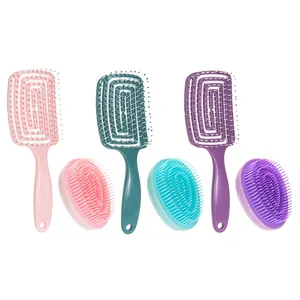 Hollow spiral detangling hairbrush and portable egg-shaped scalp massage comb set