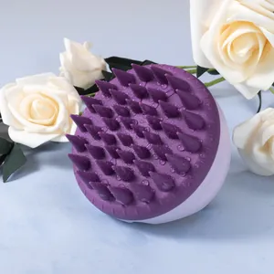 Brosse de Massage du Cuir Chevelu Manuelle en Silicone Brosse à Shampooing Souple pour le Lavage des Cheveux Poignée Ergonomique Outil de Bain