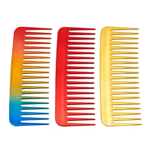 Lot de trois peignes à dents larges avec finition métallique dégradée et couleurs unies