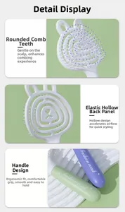 Détails de brosse à cheveux ajourée avec picots massants et poignée ergonomique luxe