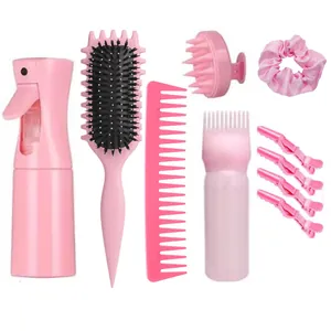 Professional Hair Styling Kit Including Spray Bottle Massage Brush Wide Tooth Comb Hair Clips Satin Scrunchie Women Beauty