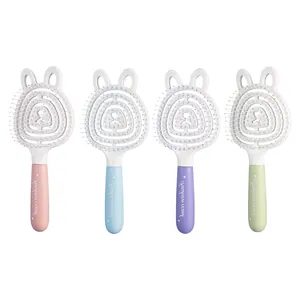 Lot de 4 brosses à cheveux ajourées en forme de lapin aux couleurs pastel pour un massage doux