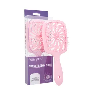 Rosa Skelett-Haarbürste mit lila Geschenkbox für Kopfmassage und Haarstyling