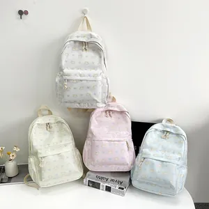 Zaino in Nylon Con Stampa a Fumetti di Gatto e Fiocco per Donna Ragazza Grande Capacità Leggero per Scuola Viaggio Tempo Libero