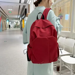 Sac à Dos en Nylon de Grande Capacité Simple Couleur Unie Cartable pour Étudiants du Lycée et de l'Université Hommes Femmes Sac à Dos pour Ordinateur Portable Daypack de Voyage Décontracté