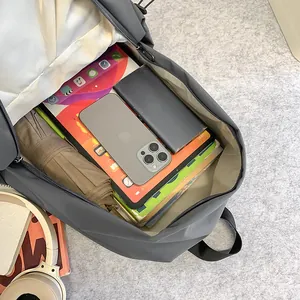 Sac à dos minimaliste en toile grande capacité avec compartiments pour ordinateur