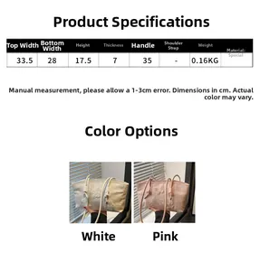 Detailed size chart for sweet butterfly embroidery shoulder bag with product dimensions