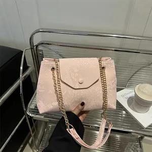 Fashion Snake Pattern PU Leather Women Shoulder Bag Large Capacity Chain Commuter Tote Bag With Zipper Flap Closure