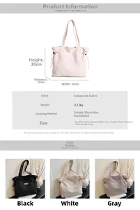 Dimensions détaillées et matrice de couleurs pour grand sac cabas en tissu composite