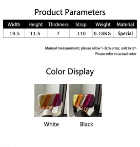 Size guide for fashionable camera bag with precise dimensions and metallic texture details