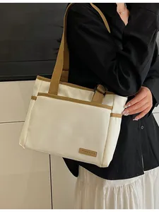 Damen Casual Segeltuch Tragetasche Große Kapazität Minimalistisch Einfarbig Umhängetasche Für Den Täglichen Weg Zur Arbeit