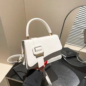 Women Fashion PU Leather Small Square Bag With Square Buckle Vintage Crossbody Handbag For Daily Office Work Shoulder Bag