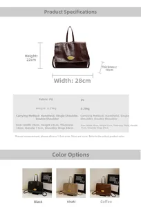 Detailed dimension guide for women's vintage PU backpack showing 28x22x10cm size