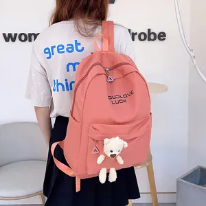 Sac à dos rose en nylon avec imprimé DUDLOVE LUCK et charmant ours pour femmes