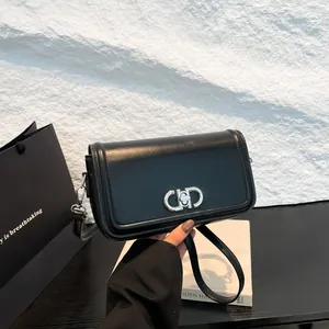 Women's Western Retro PU Leather Crossbody Bag Fashion Metal Letter Buckle Square Shoulder Bag Small Daily Top Handle Bag