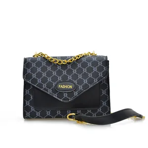 Sac vintage pour femme avec bandoulière chaîne et motif monogramme élégant