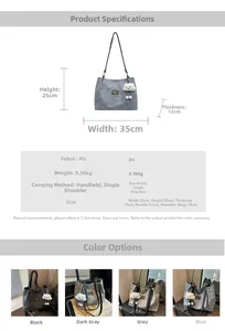 Detailed view of large PU leather tote bag with dimensions 35cm by 25cm and cloud charm