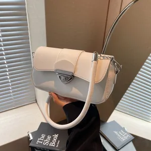 Petit Sac Carré Minimaliste en Cuir PU Pour Femmes Sac à Bandoulière Vintage Couleur Unie Avec Fermoir à Boucle en Métal Argenté Sac à Main Mode Quotidienne
