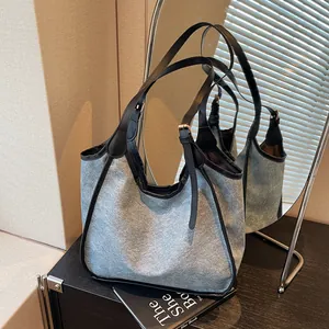 Sac Fourre-Tout Pour Femmes Grande Capacité Minimaliste Tendance Sac à Main en Cuir PU Mode Vintage Décontracté Navette