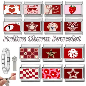 Guida al montaggio dettagliata per bracciale a charms italiano con motivi smaltati rossi