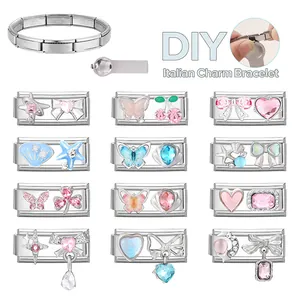 Italienisches Charm-Armband-Set aus Edelstahl mit verschiedenen DIY-Anhängern