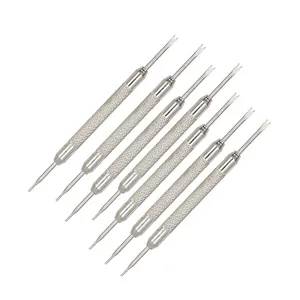 7-piece silver stainless steel spring bar tools with non-slip handles for watch repair