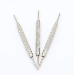 Set of 3 stainless steel double-ended spring bar tools with non-slip knurled handles