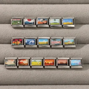 Detailed macro view of Italian charm landscape series with colorful scenic designs