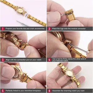 Detailed steps for assembling modular floral connector stainless steel watch straps