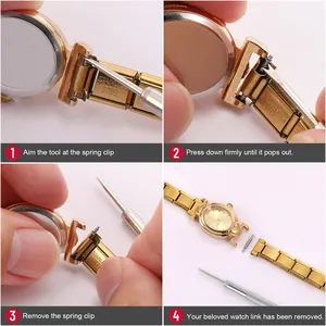 Instructional guide for adjusting the length of a floral stainless steel watch band