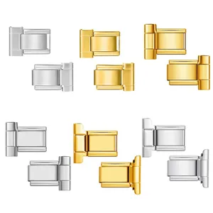 Detailed view of silver and gold stainless steel modular Italian charms for custom bracelets