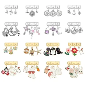 Stainless Steel Italian Charm Links Set For Modular Bracelet DIY Jewelry Making Enamel Rabbit Butterfly Flower Heart Pendants For Women Girls