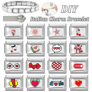 DIY βραχιόλι από ανοξείδωτο ατσάλι με 16 ιταλικά charms και εργαλείο συναρμολόγησης