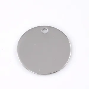 Gepolijste ronde hanger van zilver roestvrij staal met gat voor DIY-sieraden maken
