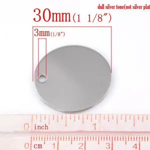 30mm ronde roestvrijstalen hanger in mat zilver met 3mm gat voor DIY sieraden maken