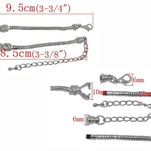 Silbernes Uhrenarmband Ersatzteil mit Karabinerverschluss und Verlängerungskette 10mm