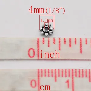 Perline distanziatrici a fiocco di neve in argento antico 4mm per gioielli vintage DIY