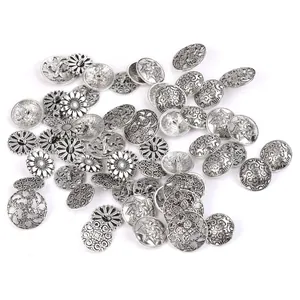 Vintage silver alloy floral metal buttons for coats and DIY sewing crafts set